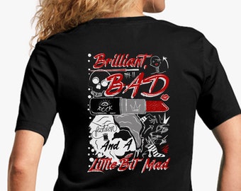 Disney Cruella Shirts, Brilliant, Bad and a Little Bit Mad, doppelseitiger Druck Preppy Tee, Cruella Deville, 101 Dalmatiner, Disney Bösewichte