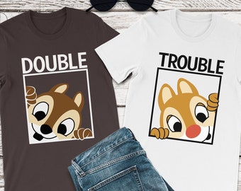 Chip 'n' Dale-shirt, dubbel shirt, chip-shirt, Disney-paar shirts, Disney-familie T-shirts, Chip and Dale-t-shirt, T-shirts dierenrijk