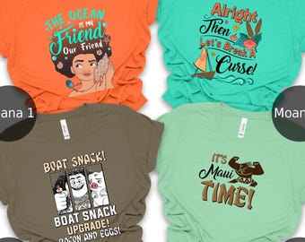 Camiseta de la película Disney Moana 2, camiseta de la princesa Moana y Maui, El océano es mi amigo, Es la hora de Maui, camiseta retro de viaje familiar a Magic Kingdom