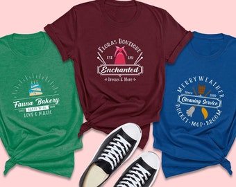 Disney-shirts met logo, Magic Kingdom-shirt (unisex), Disney Epcot-shirt, Doornroosje-shirt, Fauna Bakery Shop (gebakken met liefde en magie).