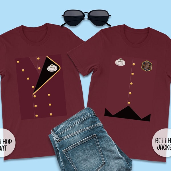 Bellhop Coat Easy Costume Shirt, Tower of Terror T-Shirts, Couples Matching Halloween Shirts, Family and Friend Outfits, Hollywood Land