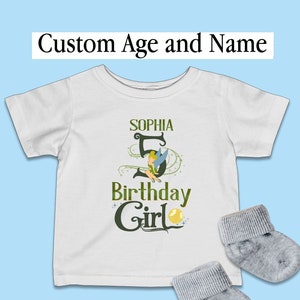 Custom Age and Name Shirt, Peter Pan Birthday Theme Child Shirt, Disney Tinkerbell Shirt, Cute Baby Girl Outfit, Infant Fine Jersey