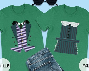 Shirt Butler Easy-kostuum, T-shirts The Haunted Mansion, bijpassende Halloween-shirts koppels, outfits familie en vriend, Liberty Square-T-shirt