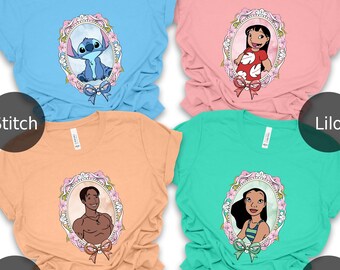 Retro Coquette Bows Lilo & Stitch Shirt, Disney Stitch Shirt, Ohana Means Family Shirt, Vintage Portrait Stitch Tee, Disney Matching Shirt