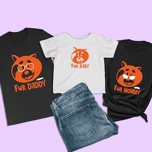 Camisas vermelhas, camisa do papai peludo, roupas do panda vermelho, camisetas do pai da Disney, camisas combinando da Disney Pixar, camisas da família Disney World