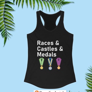 Disney Tank Tops für Frauen, Rennen, Burgen & Medaillen, Disney Halbmaraton Shirts, Disney Laufkostüm, Run Disney Shirt, Run Disney Shirt