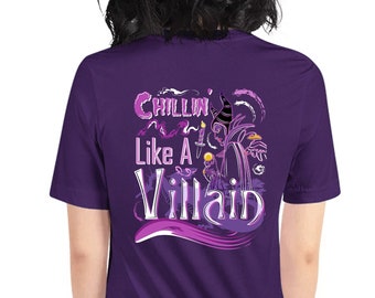 Descendants 3 Preppy Shirts, Chillin' Like a Villain, Maleficent Shirt, Double-Sided Print Tee, Disney Villain Shirts, Sleeping Beauty Shirt