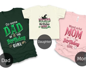 Custom Wicked Shirt, vader en moeder van de feestvarken T-shirts, familiematching gepersonaliseerd kinder-T-shirt, Oz-Some shirts, Wand-Erful outfit