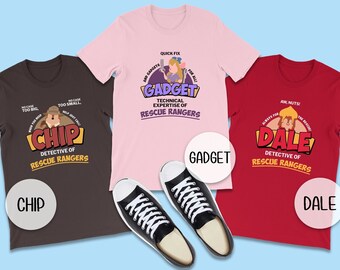 Logo Chip 'n' Dale Shirt, Rescue Rangers Team Tshirt, Disney Occupational Co. Squad, Family and Friend Matching Tees, Chip, Dale and Gadget