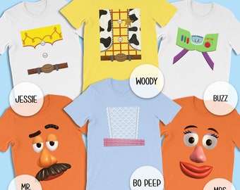 Pixar Toy Easy Costume Shirt, Character Group T-Shirt, Family&Friend Matching Outfit, Toy Story Land Theme Tee, Vacation Squad Event Cosplay