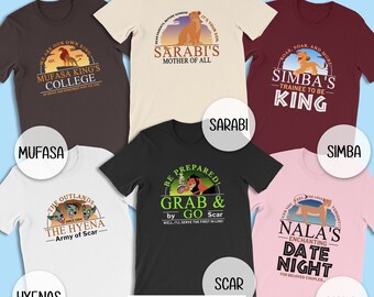 Lion King Shirt, Animal Kingdom Shirts, Family Matching Shirts, Mufasa, Simba Costume, Scar Shirt, Timon and Pumba