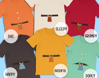 Seven Dwarfs Easy Costume Shirt, 7 Dwarfs Group T-Shirt, Family&Friend Matching Shirts, Snow White Squad Event Cosplay, Birthday Party Gifts