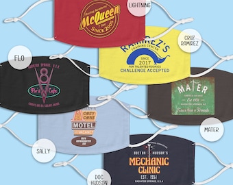 Disney Cars Family Face Mask, Cars Land Logo, Race Car Birthday, Walt Disney Hollywood Studio Pixar Costume, Cloth Face Mask Made in USA