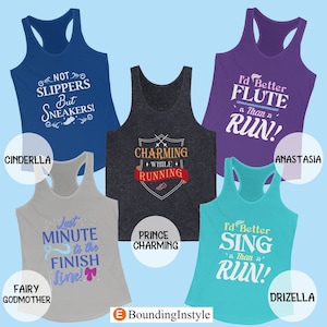 Cinderella Running Tank Tops, Disney Half Marathon, runDisney Cosplay, Disneyland Marathon Weekend, Disney World Family Matching Outfits