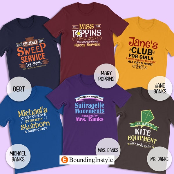 Logo Mary Poppins Shirts, The Great Movie Ride, Earth, Musical Film Outfits, Disney Occupational Co. Squad, Family and Friend Matching Tees