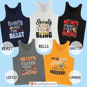 Beauty and the Beast Tank Tops, Disney Running Shirt, runDisney Costume, Disneyland Family Trip Shirts, Disney World Group Running Tanks
