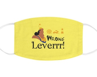 Disney Face Mask, Wrong Leverrr, The Emperor&#39;s New Groove, Adult Unisex Face Mask Made in USA, Washable Cloth Face Mask, Reusable Face Mask