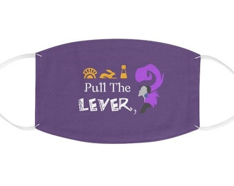Disney Face Mask, Pull The Lever, The Emperor&#39;s New Groove, Adult Unisex Face Mask Made in USA, Washable Cloth Face Mask, Reusable Face Mask