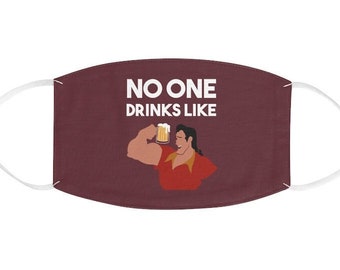 Disney Beauty and the Beast Face Mask, No One Drinks Like Gaston, Washable Cloth Face Mask, Unisex Face Mask Made in USA, Reusable Face Mask