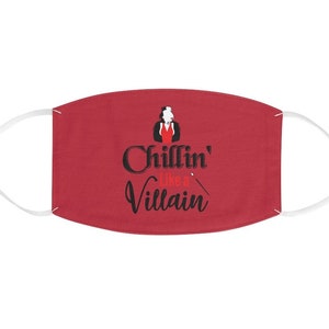 Disney Villain Face Mask, Cruella De Vil, Unisex Reusable Face Mask Made in USA, Washable Face Mask Adult, Chillin&#39; Like A Villain