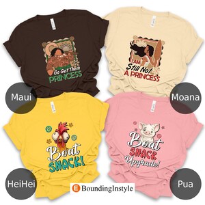 Retro Disney Moana 2 Movie Matching Shirt, Princess Moana, Maui, Hei Hei, Pua, I Am Still Not a Princess, Go Get Them, Princess, Boat Snack