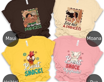Retro Disney Moana 2 Film passendes Shirt, Prinzessin Moana, Maui, Hei Hei, Pua, ich bin immer noch keine Prinzessin, hol sie dir, Prinzessin, Boot Snack