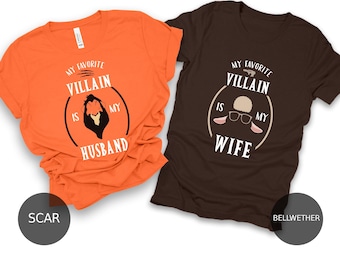 My Favorite Villain is My Husband, Scar and Bellwether Shirt, The Lion King Outfit, Disney Villain Couple Shirts, Animal Kingdom Family Tee