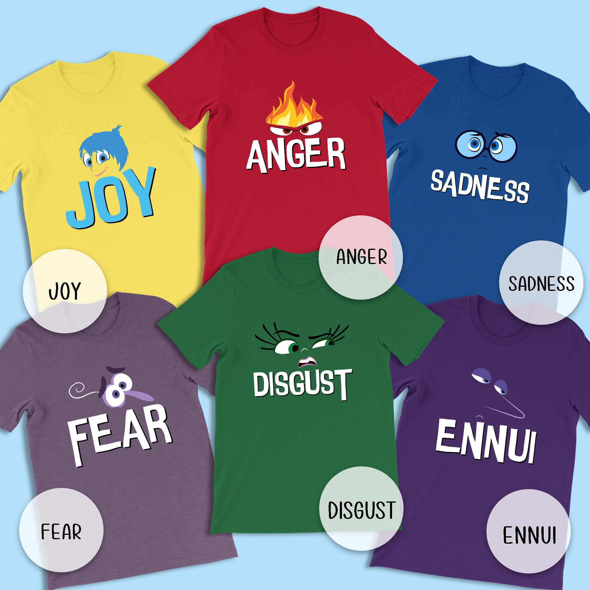 Inside Out 2 Emotions Shirt, Pixar Family & Friend, Joy, Disgust, Sadness, Anger, Fear, Ennui, Embarrassment, Envy, Anxiety, Bloofy, Pouchy - Etsy Inside Out 2 Emotions Shirt, Pixar Family & Friend, Joy, Disgust, Sadness, Anger, Fear, Ennui, Embarrassment, Envy, Anxiety, Bloofy, Pouchy - Etsy