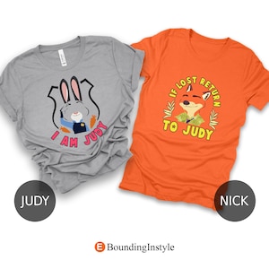 Zootopia 2 Duo Shirts, Judy Hopps and Nick Wilde Shirt, I am Judy, If Lost Return to Judy, Animal Kingdom Family T-Shirt, Disney Couple Tee