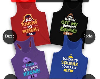 Camiseta sin mangas de la serie virtual runDisney, Las locuras del emperador, Kuzco, Pacha, Yzma, Kronk, viaje al maratón de WDW, carrera virtual Disney 5K