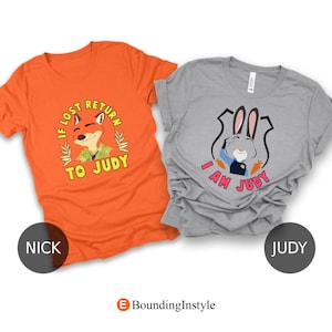 Zootopia 2 Matching Shirt, Nick Wilde T-Shirt, Judy Hopps Tee, If Lost Return to Judy, I am Judy, Animal Kingdom Outfit, Disney Couple Shirt