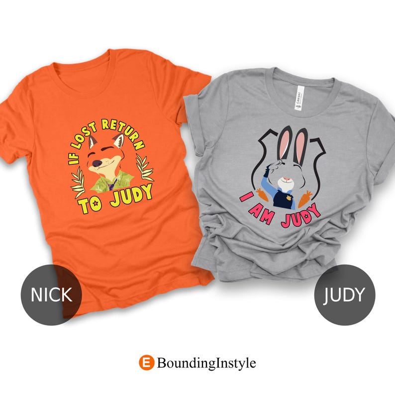 Zootopia 2 Matching Shirt, Nick Wilde T-Shirt, Judy Hopps Tee, If Lost Return to Judy, I am Judy, Animal Kingdom Outfit, Disney Couple Shirt