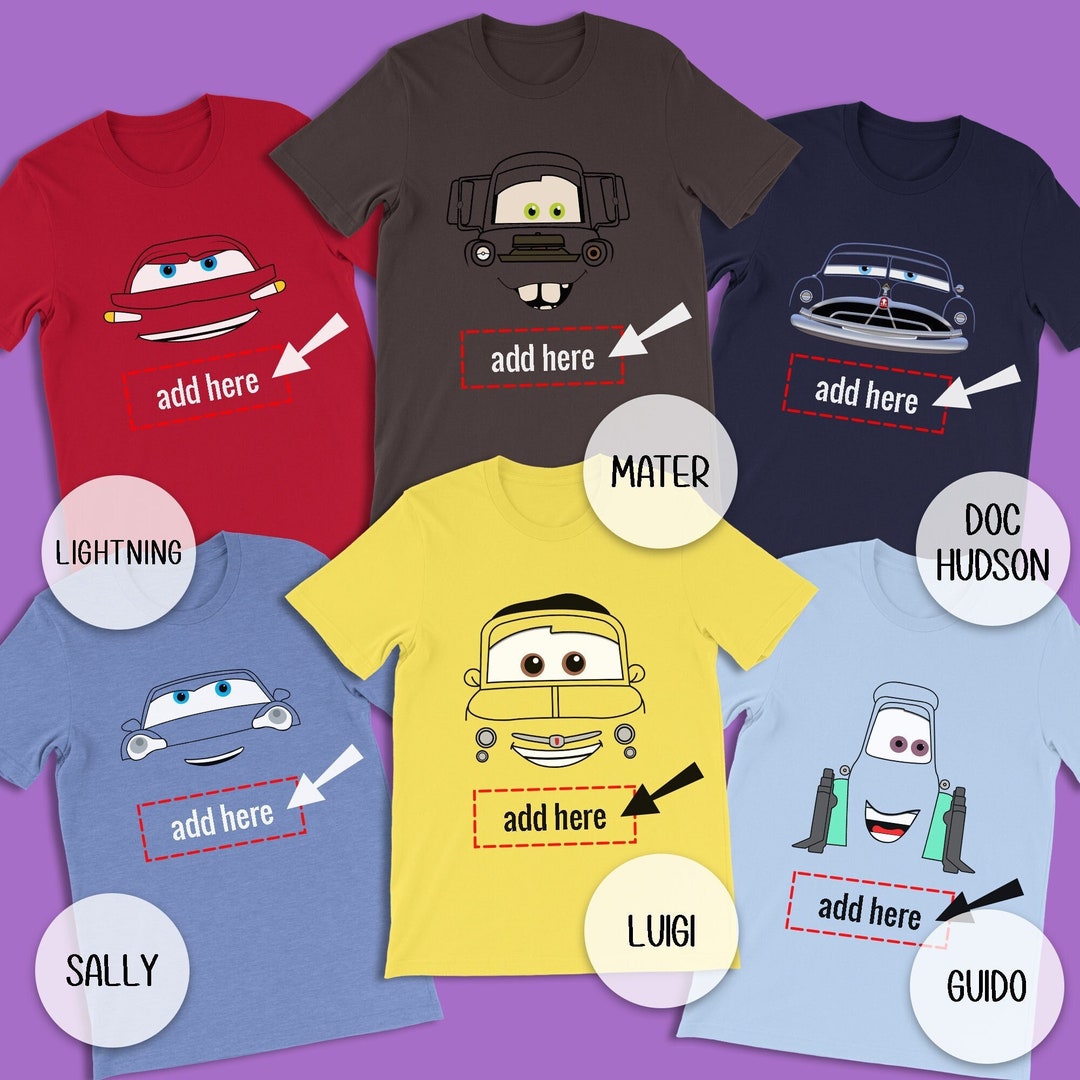 ディズニー カーズの顔の輪郭がデザインされたカスタムTシャツ