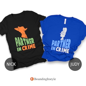 Zootopia 2 Shirts, Partner in Crime, Nick Wilde T-Shirt, Judy Hopps Shirt, Disney Couple Tee, Animal Kingdom, Disney Villain Matching Outfit