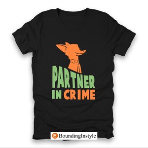 Zootopia 2 Shirts, Partner in Crime, Nick Wilde T-Shirt, Judy Hopps Shirt, Disney Couple Tee, Animal Kingdom, Disney Villain Matching Outfit