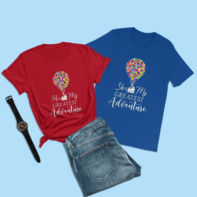 Disney Up Shirts, He's My Greatest Adventure Shirts, Disney Couple Shirts, Disney Family Shirts, Carl and Ellie, Pixar, Honeymoon Shirts image 1