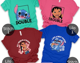 Lilo and Stitch Shirt, Ohana Shirt, Double Trouble Shirt, Stitch Shirt, Disney Tee, Disney Stitch Friend Funny T-shirt, Best Friends Gifts