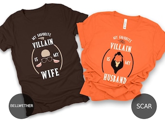 My Favorite Villain Is My Wife, Dawn Bellwether and Scar Shirt, Zootopia Outfit, Disney Villain Couple Shirts, Animal Kingdom Family Tee