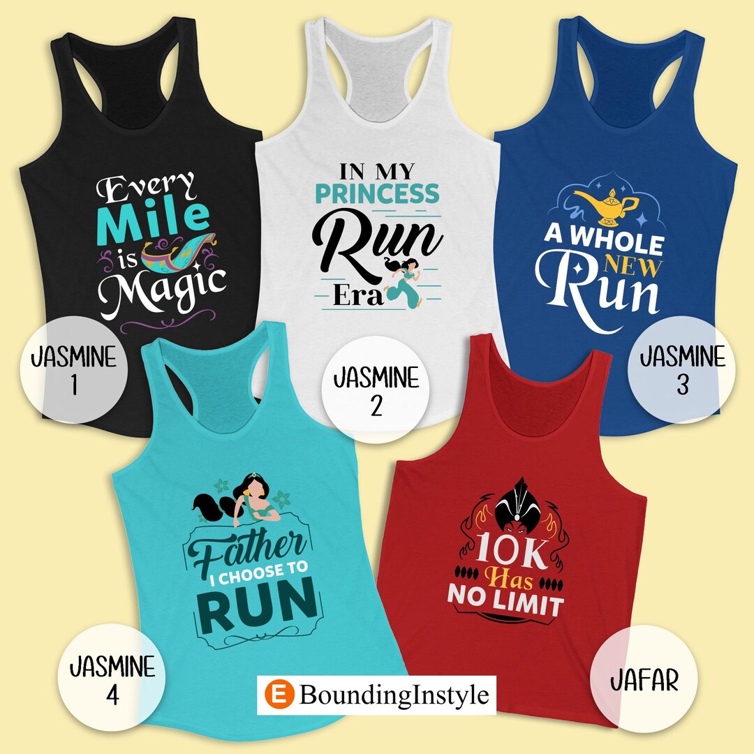Jasmine Running Team Tank Tops, Disney Aladdin Runner Group Half ...