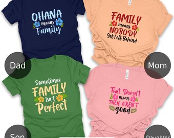 Stitch Ohana Means Familien-Shirt, Disney Lilo und Stitch T-Shirt, Disney Hawaii-Shirt, passendes Familien-Shirt, Aloha Beaches Familien-Trip-T-Shirt