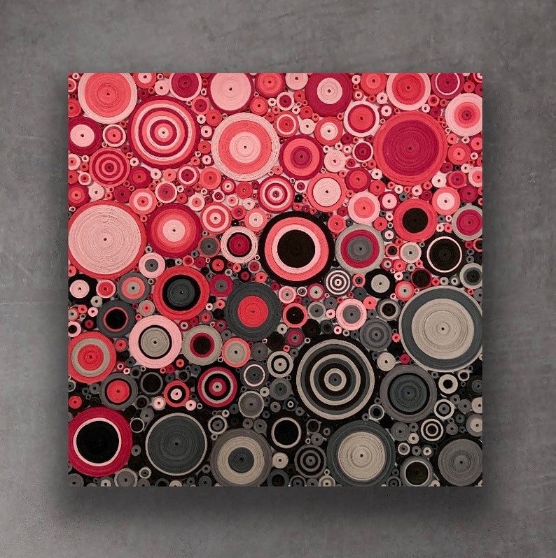 Pink and Grey Wall Art Modern Canvas Abstract Art Etsy