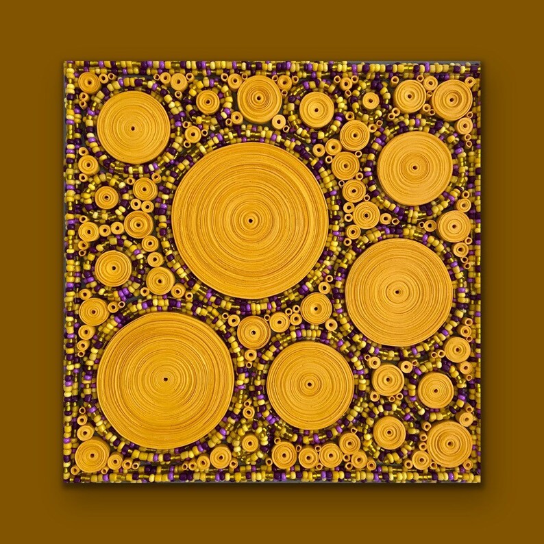 Yellow Art Paper Art Beaded Art Circle Art Quilling Etsy