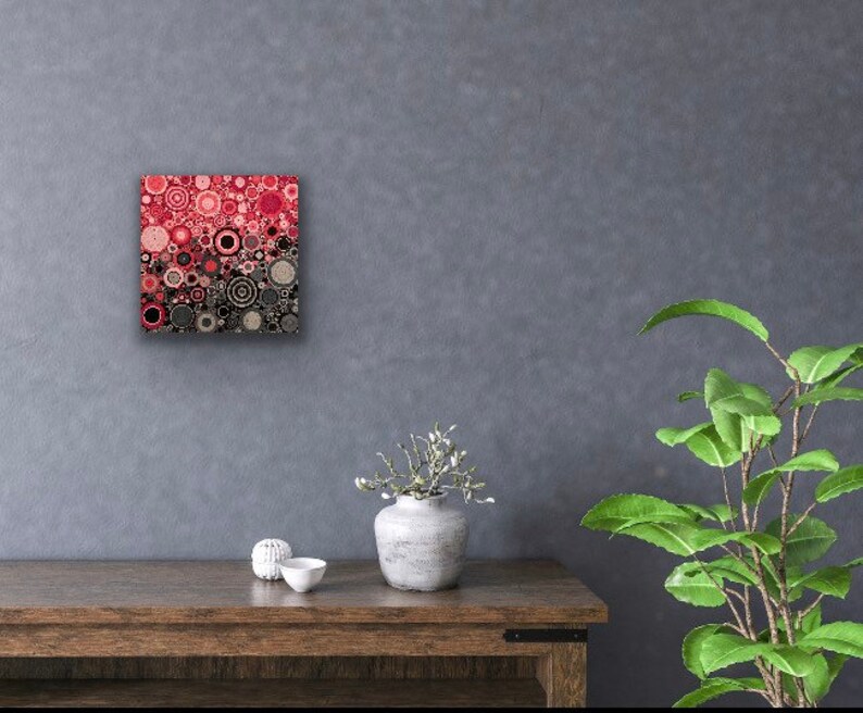 Pink and Grey Wall Art Modern Canvas Abstract Art Etsy