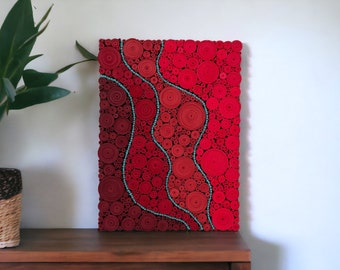 Abstract Quilling Wall Art, Red Eclectic Quilling Art, 1st Anniversary Gift, Bold Modern Quilled Paper Art