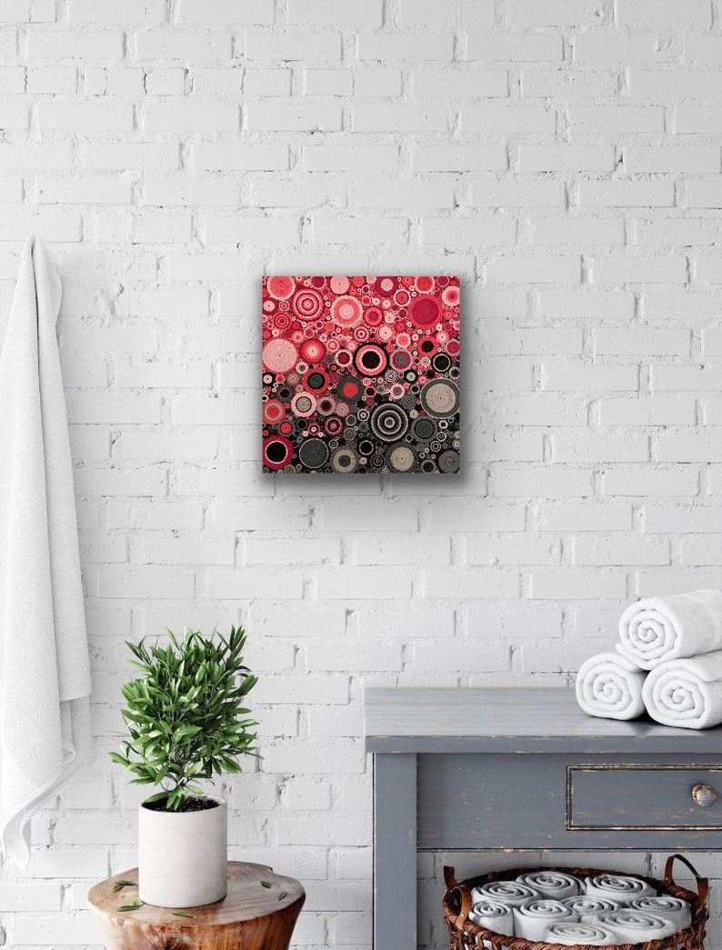 Pink and Grey Wall Art Modern Canvas Abstract Art Etsy