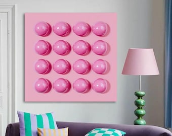 Pink Bubble Painting • 3D Glossy Wall Art • Modern Pop Art Bubble Decor • Textured Geometric Artwork • Lollipop Art