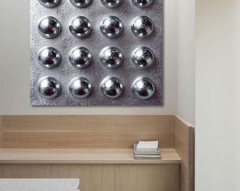Silver Bubble Painting • 3D Metallic Wall Art • Modern Textured Abstract Decor • Sculptural Bubble Artwork • Unique Wall Decoration