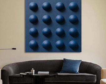 Navy Blue Bubble Painting • 3D Minimalist Textured Wall Art • Modern Geometric Bubble Artwork