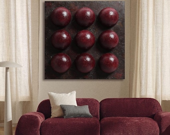 Burgundy 3D Textured Wall Art, Maximalist Bubble Painting, Luxury Abstract Decor, Craft Luxury Canvas, Modern Statement Artwork
