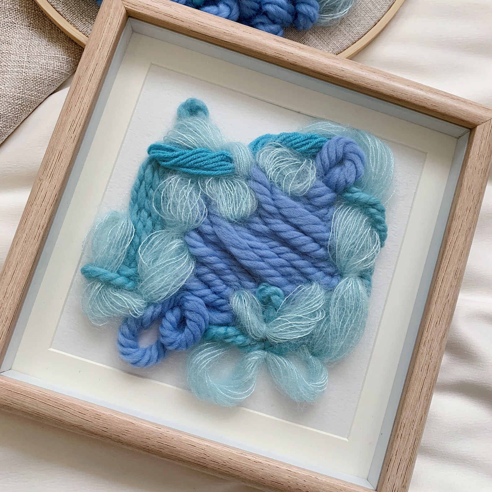 Abstract embroidery Framed Yarn embroidery Textured Etsy